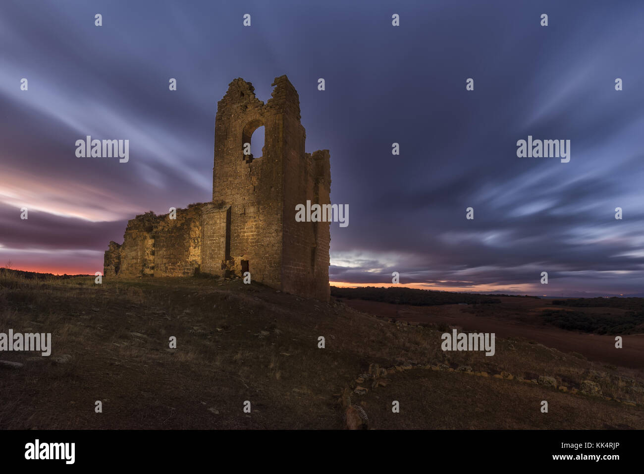 Church ruins in Baigorri, an abandoned village in Navarra Stock Photo