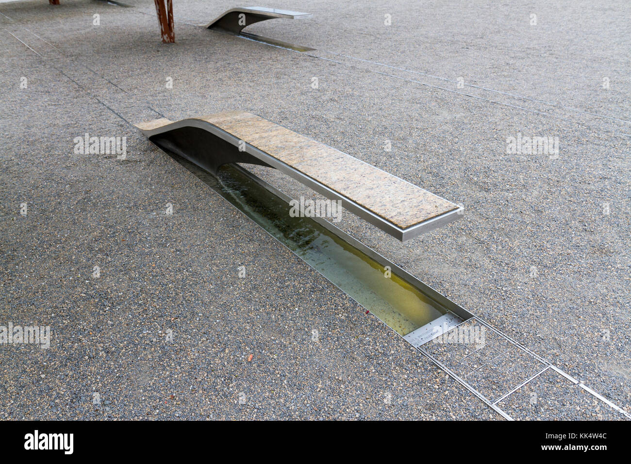 One seat in the 911 Pentagon Memorial, located beside The Pentagon in Arlington County, Virginia. Stock Photo