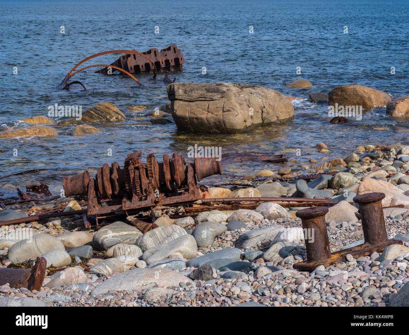 S.S. Ethie shipwreck site, Highway 430, the Viking Trail, Gros Morne National Park, Newfoundland, Canada. Stock Photo
