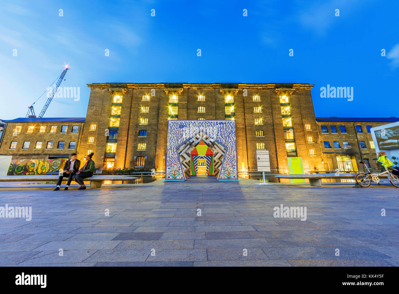 LONDON, UNITED KINGDOM - SEPTEMBER 23: This is a night view of Central Saint Martins university, a famous Arts university in the Kings Cross area on S Stock Photo