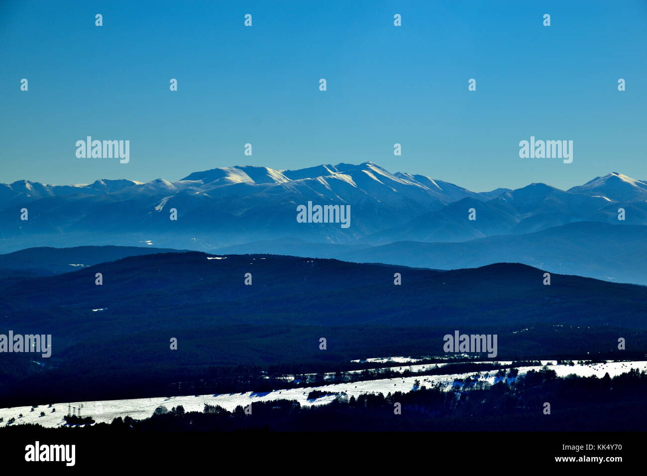 Stara planina from Vitosha, large zoom, Bulgaria Stock Photo