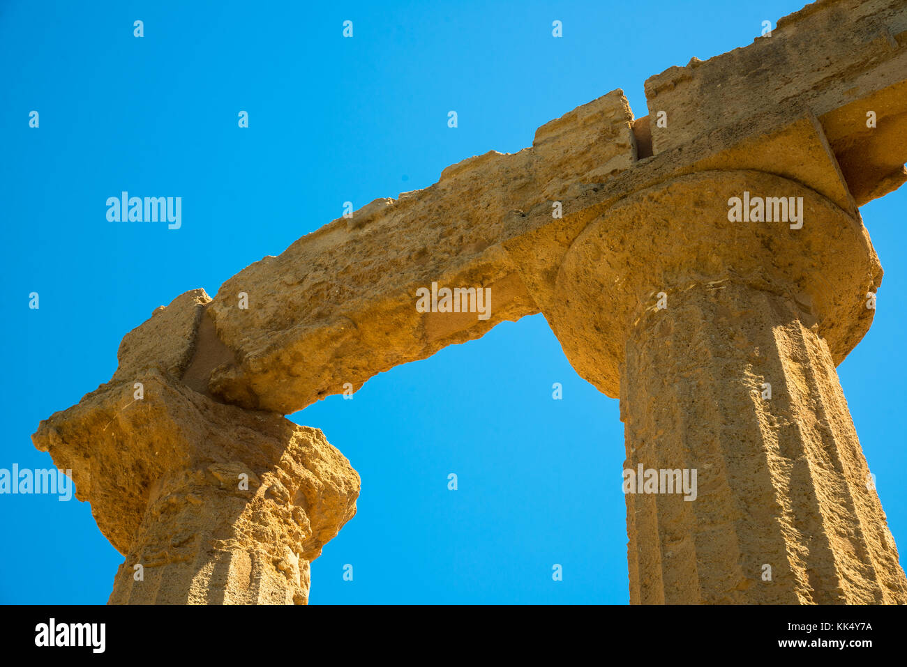 ruins of the temple of Juno at the Valley of the Temples at Agrigento, Sicily, Italy Stock Photo