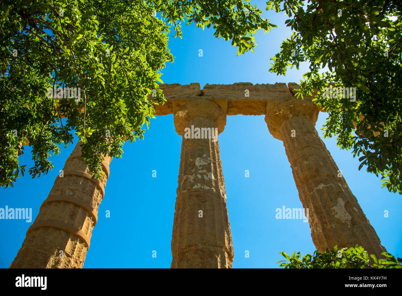 ruins of the temple of Juno at the Valley of the Temples at Agrigento, Sicily, Italy Stock Photo
