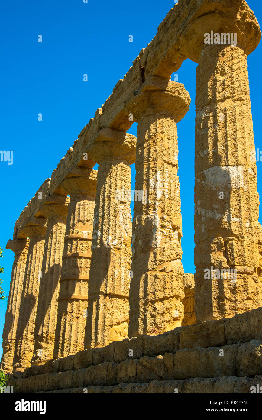 ruins of the temple of Juno at the Valley of the Temples at Agrigento, Sicily, Italy Stock Photo