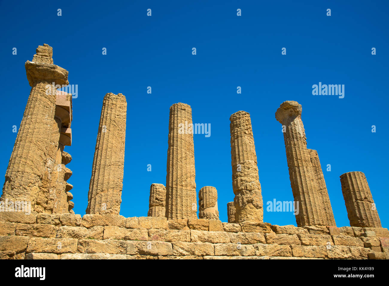 ruins of the temple of Juno at the Valley of the Temples at Agrigento, Sicily, Italy Stock Photo