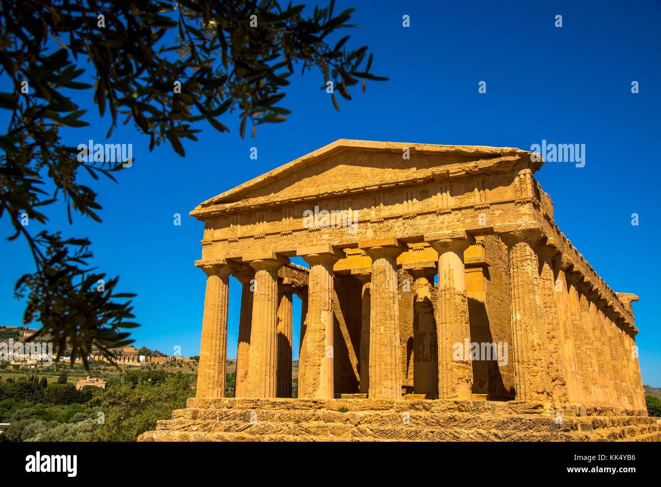 Temple of Concordia at the Valley of Temples at Agrigento, Sicily, Italy Stock Photo