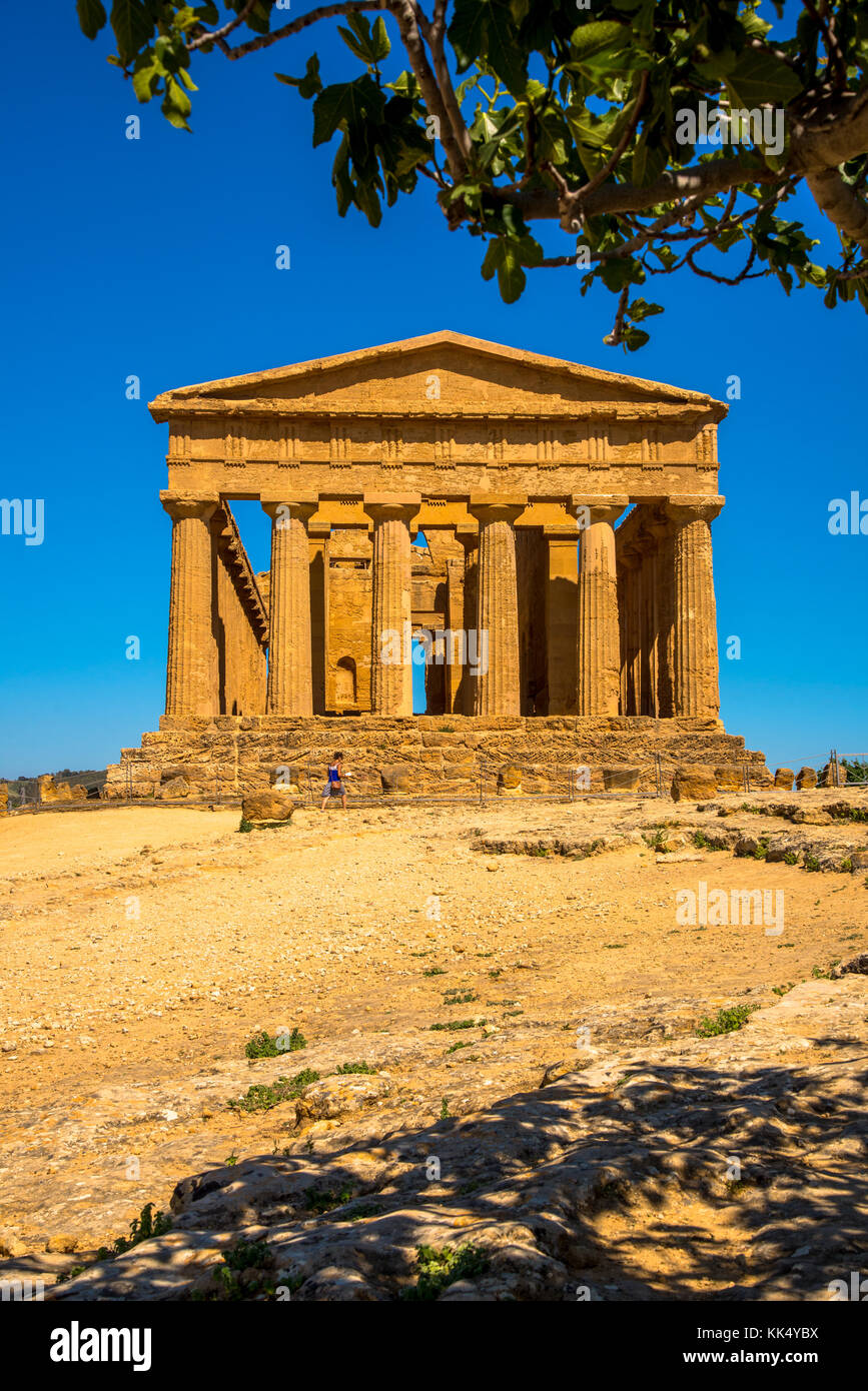 Temple of Concordia at the Valley of Temples at Agrigento, Sicily, Italy Stock Photo