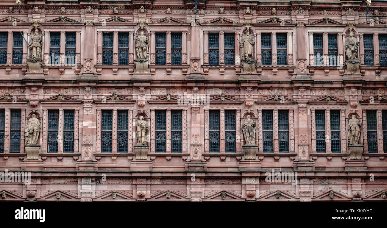 Facade in the inner courtyard of the Heidelberg casttle Stock Photo