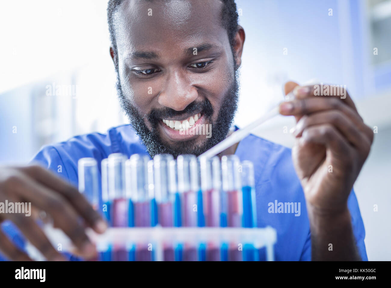 Portrait of a delighted smart scientist Stock Photo
