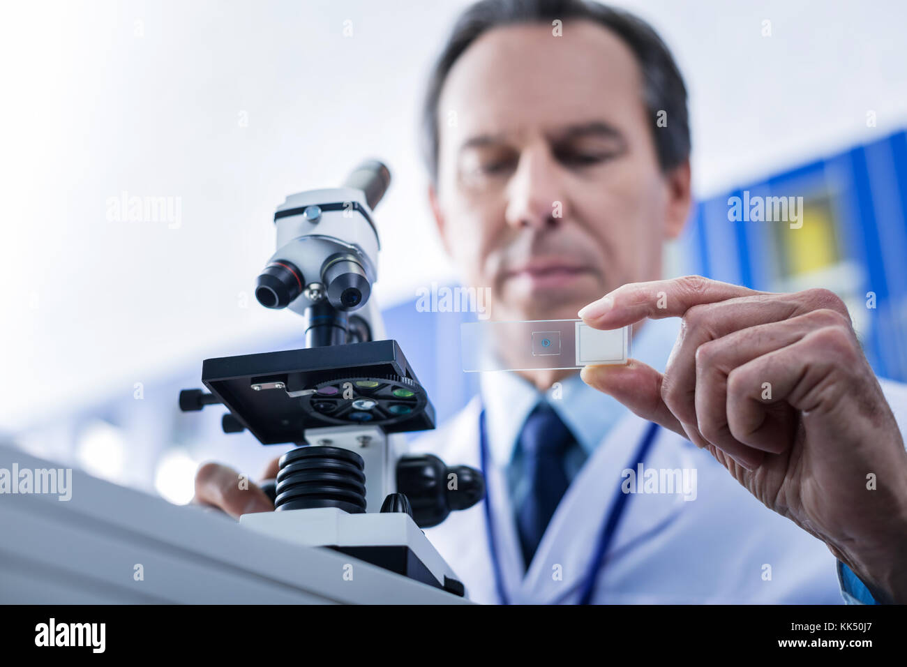 Selective focus of a microscope slide Stock Photo Alamy