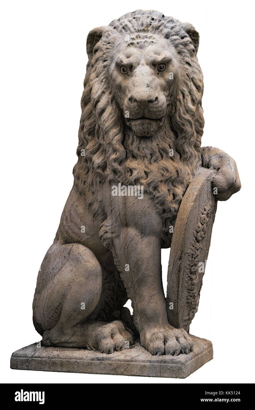 Italian Lion statue isolated on white Stock Photo Alamy