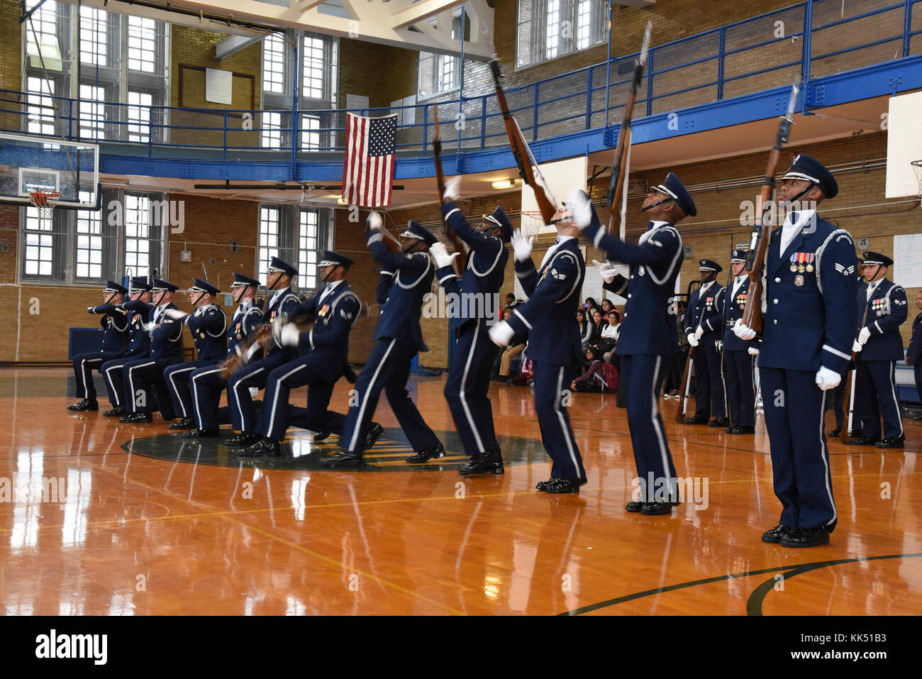 The United States Air Force Drill Team performs for students at John ...