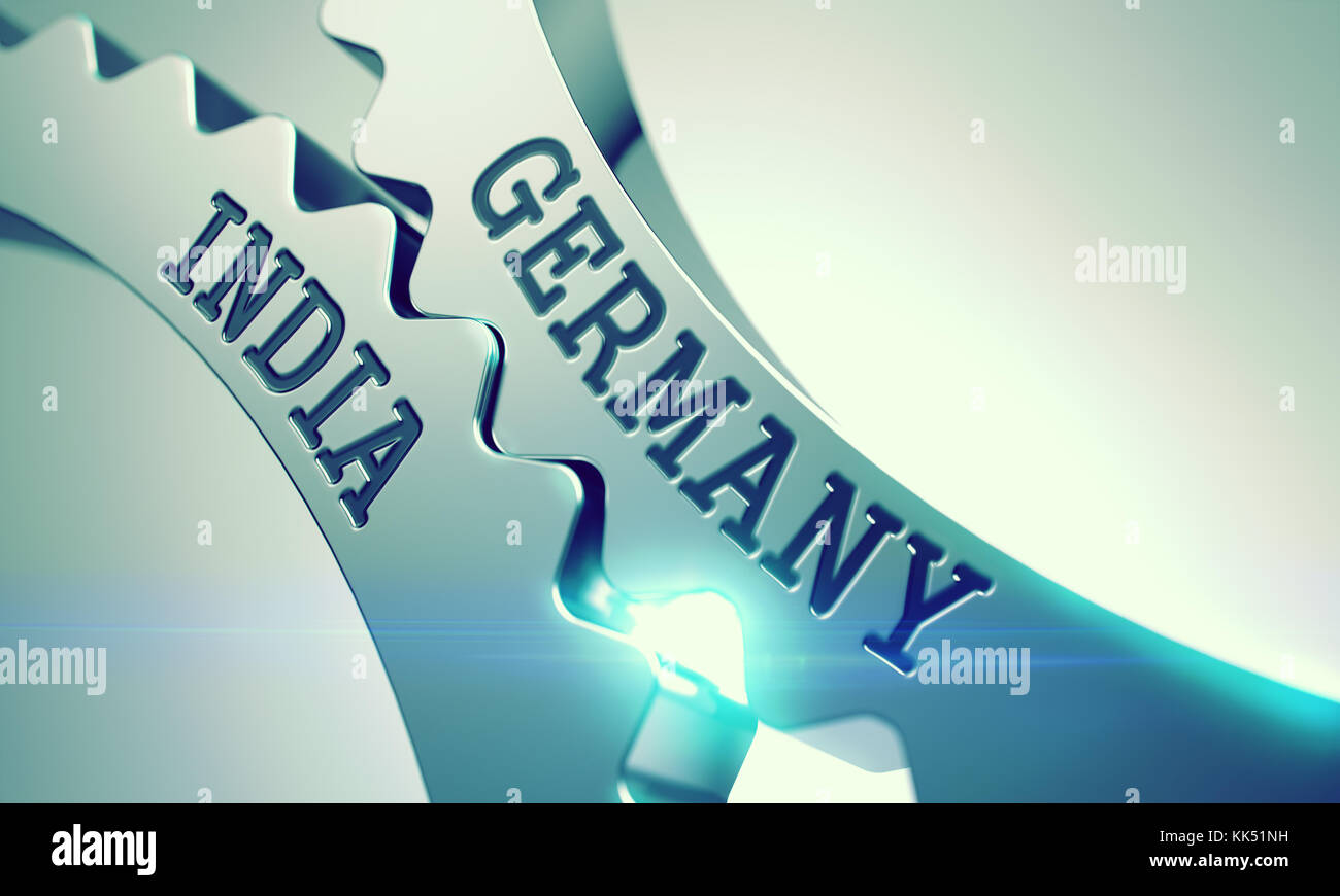 Germany India - Shiny Metal Cogwheels. 3D. Stock Photo