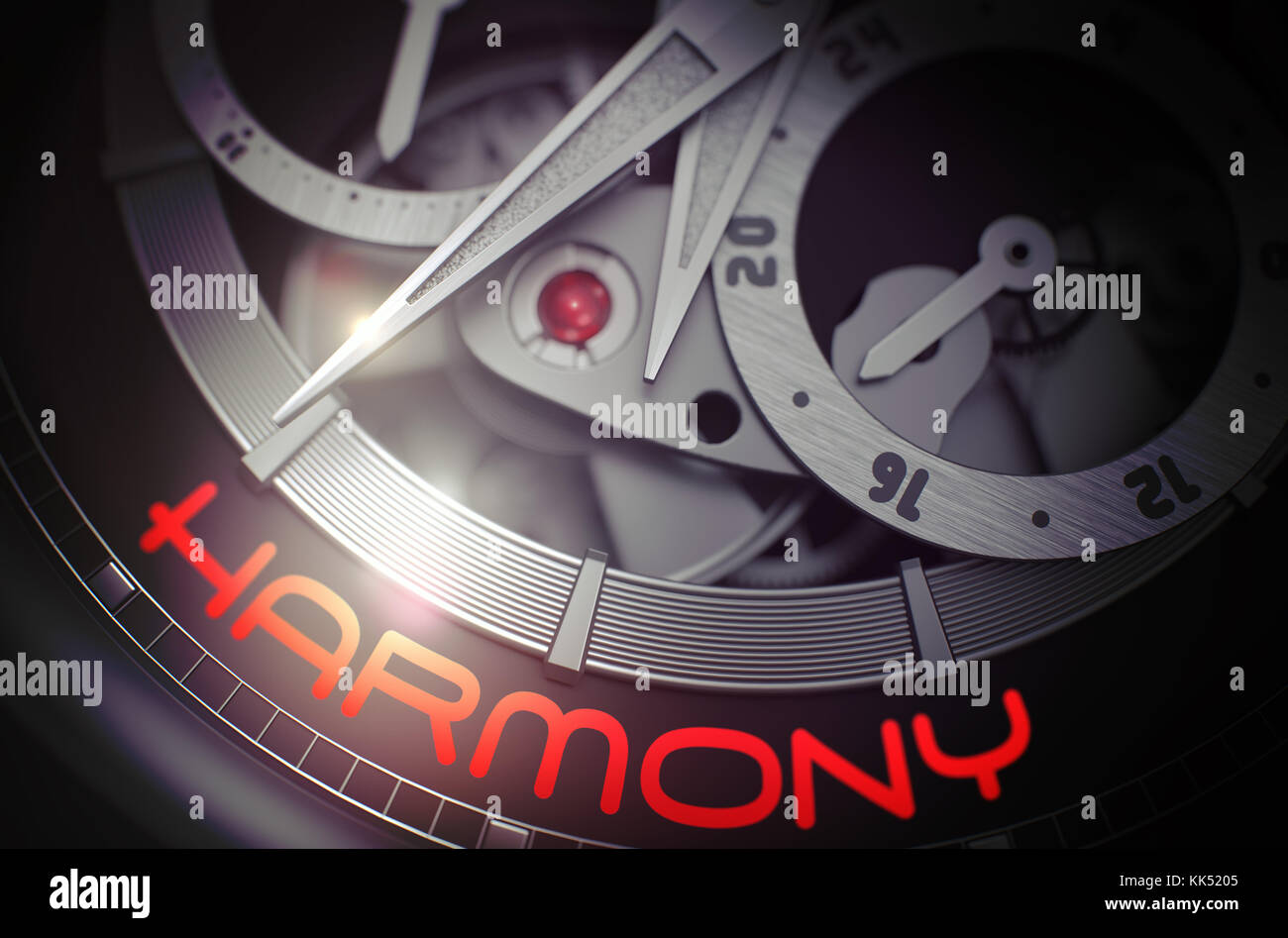 Harmony on Luxury Men Watch Mechanism. 3D. Stock Photo