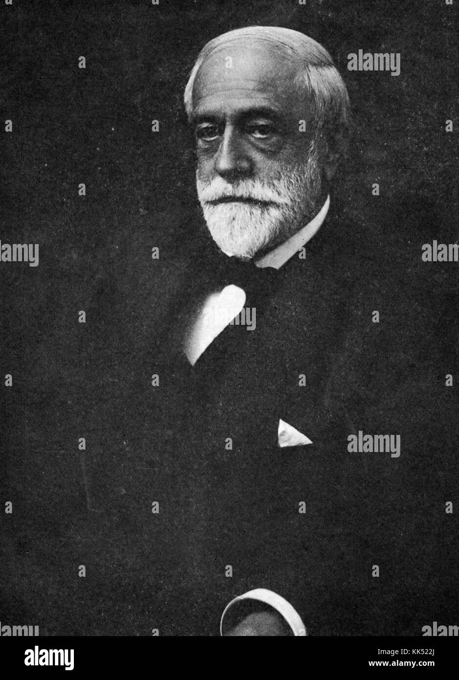 A photographic portrait of Amos F Eno, he was a wealthy real estate owner whose family successfully contested his will when he left millions of dollars to Columbia University, 1900. From the New York Public Library. Stock Photo