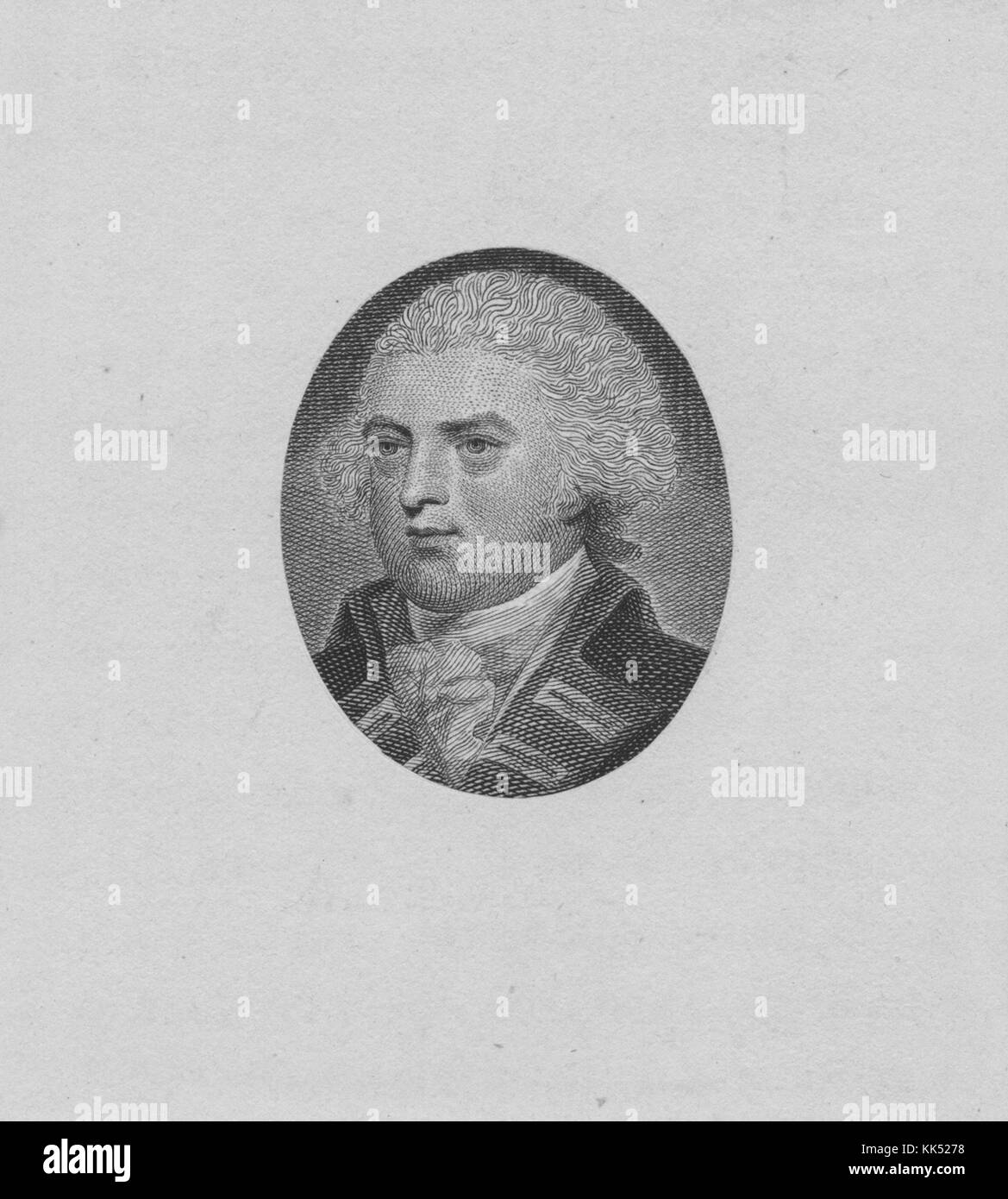 Engraved portrait of Sir George Cranfield Berkeley, aka George Berkeley, a popular but controversial officer in the British Navy who fought in the American Revolutionary War, 1810. From the New York Public Library. Stock Photo