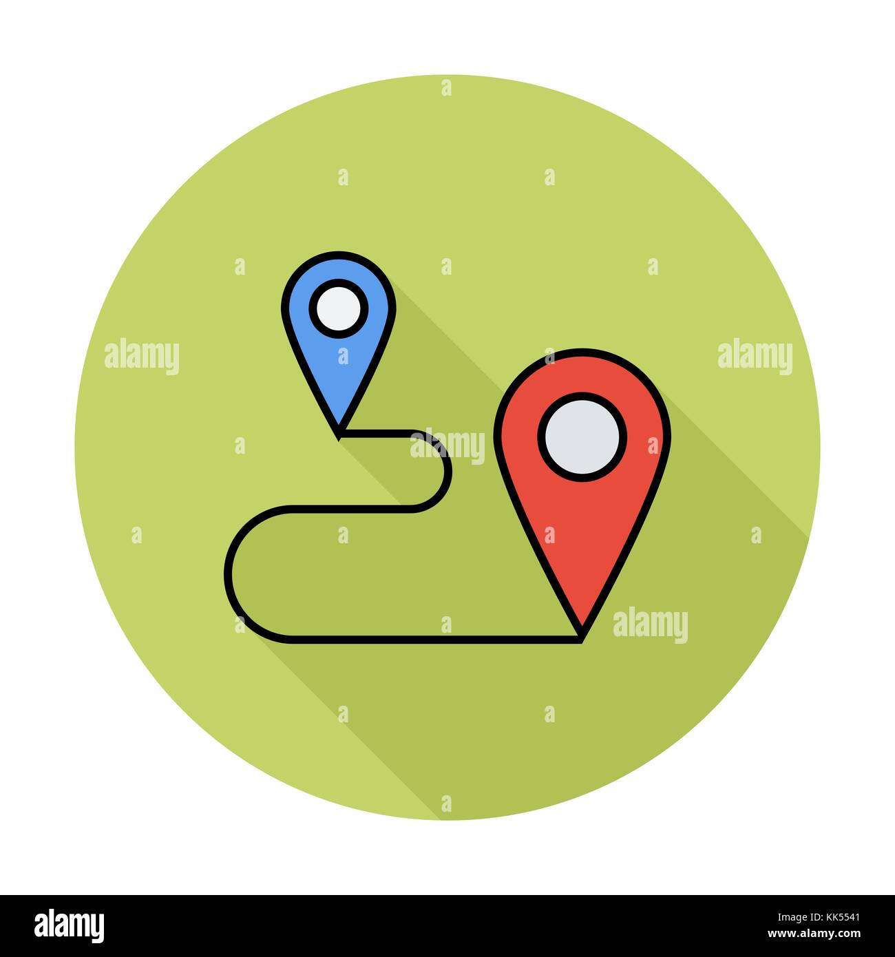Map pointer. Single flat color icon on the circle. Vector illustration ...