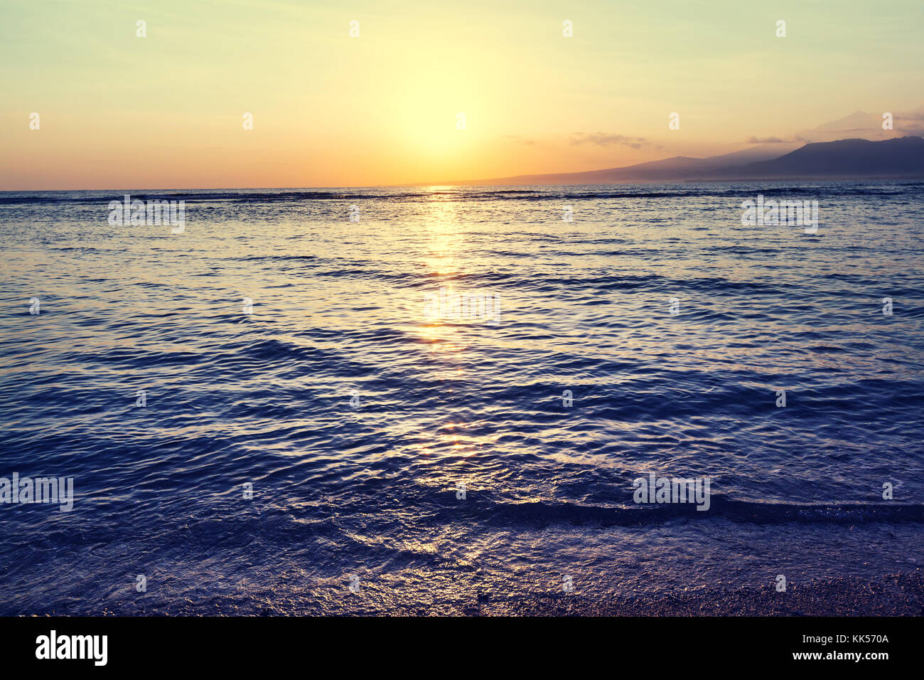 Scenic sunset at the sea Stock Photo - Alamy
