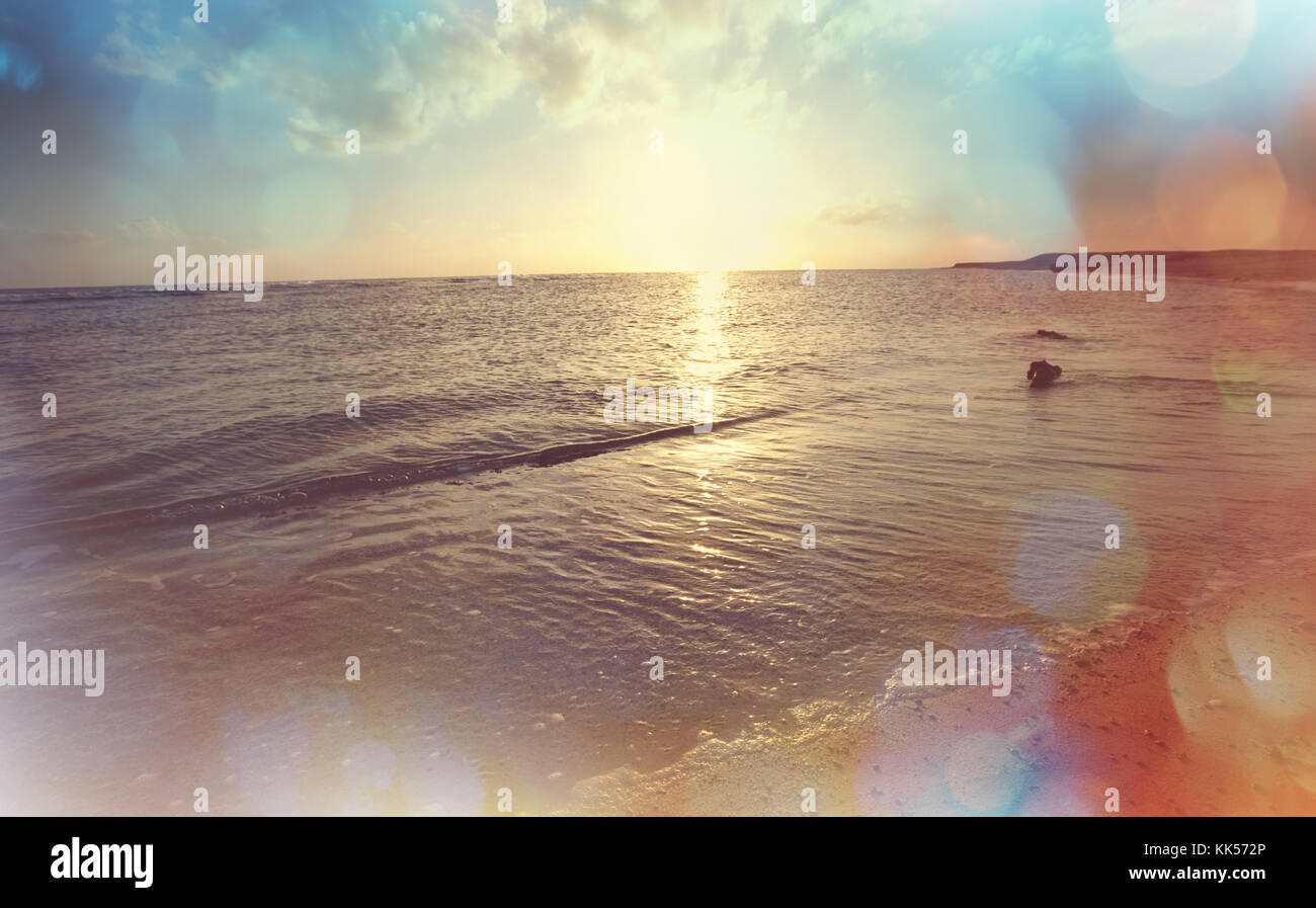 Scenic sunset at the sea coast Stock Photo - Alamy