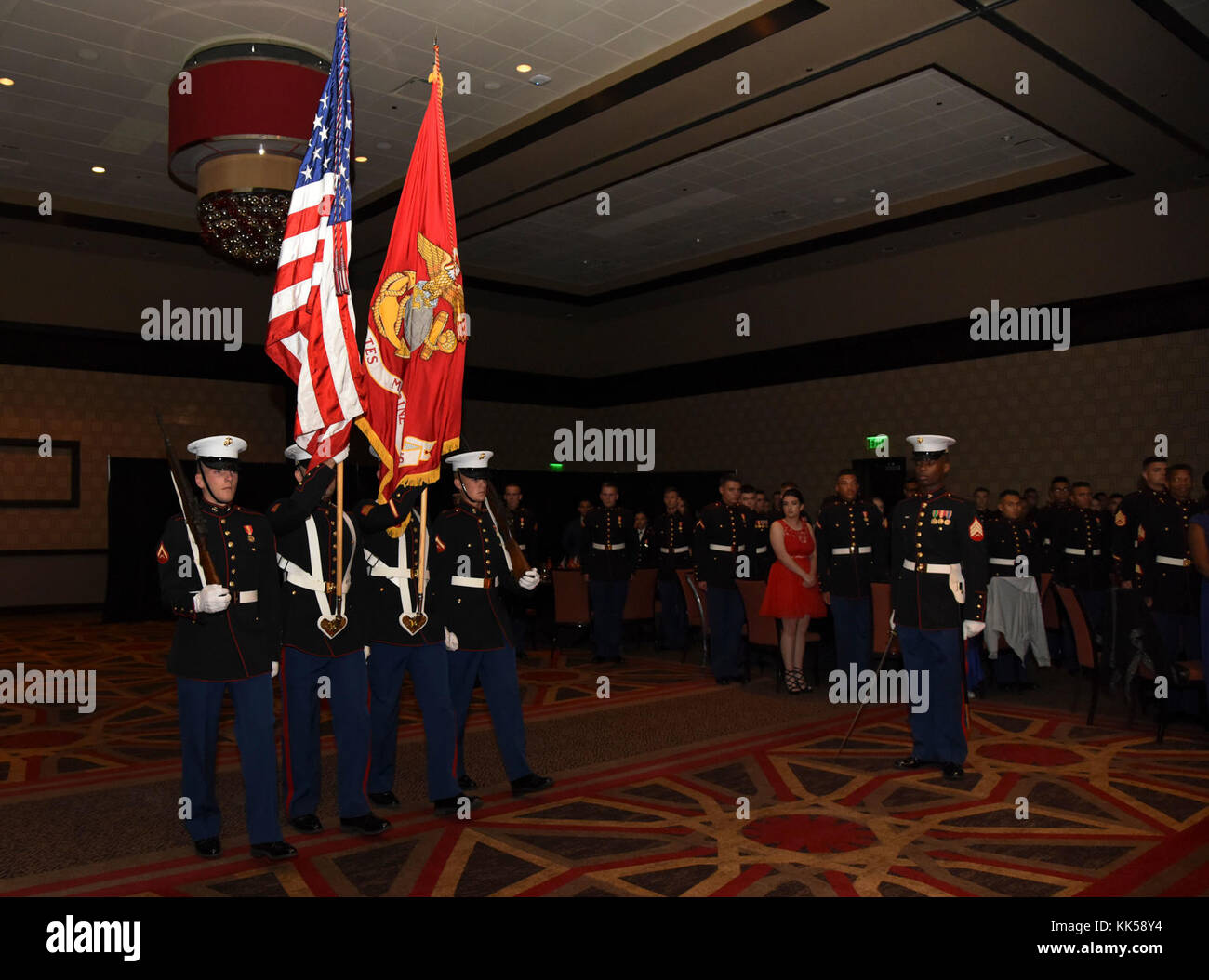 Marines from the Keesler Marine Detachment present the colors during