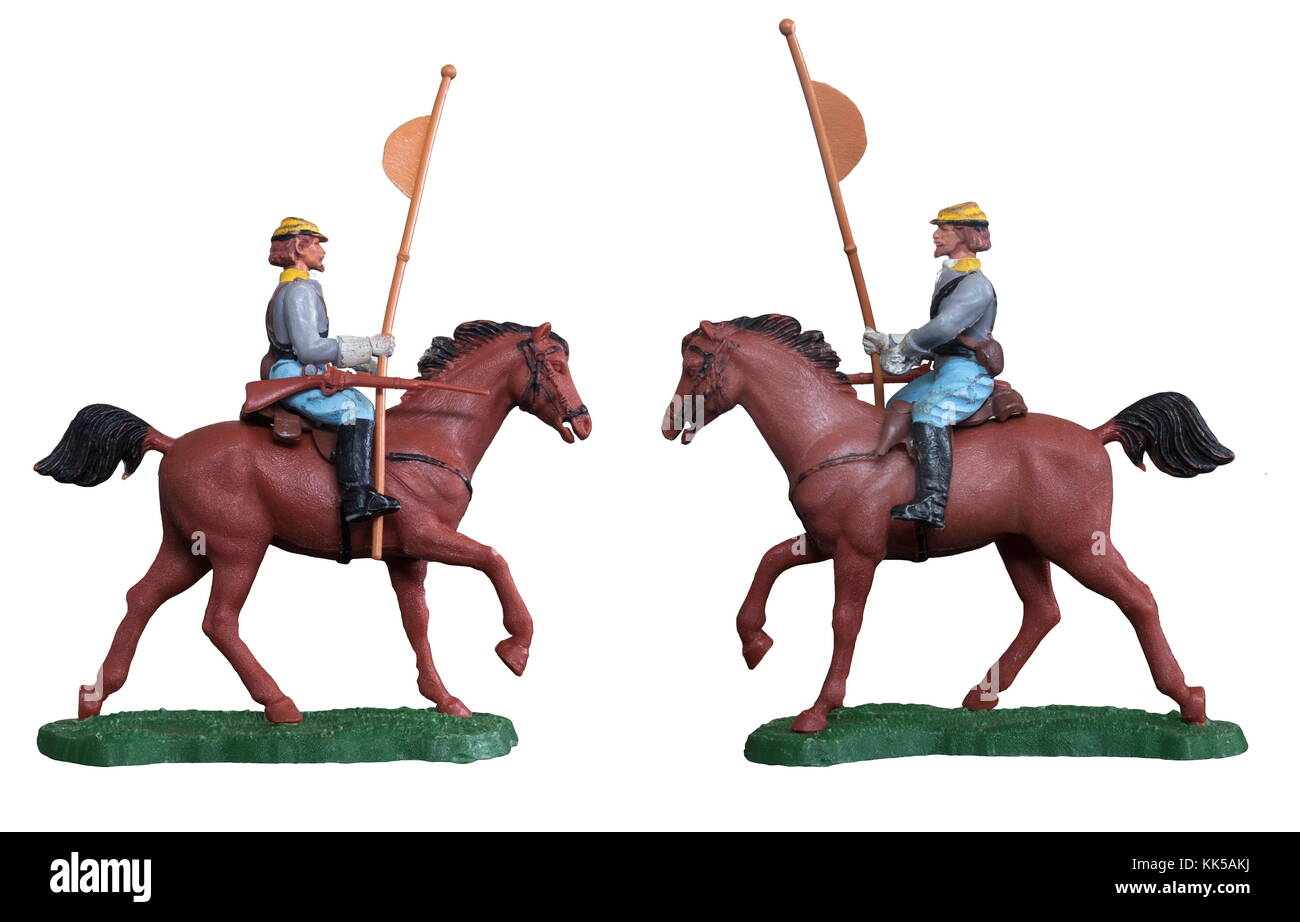 Cavalry toy soldier / Isolated white Stock Photo