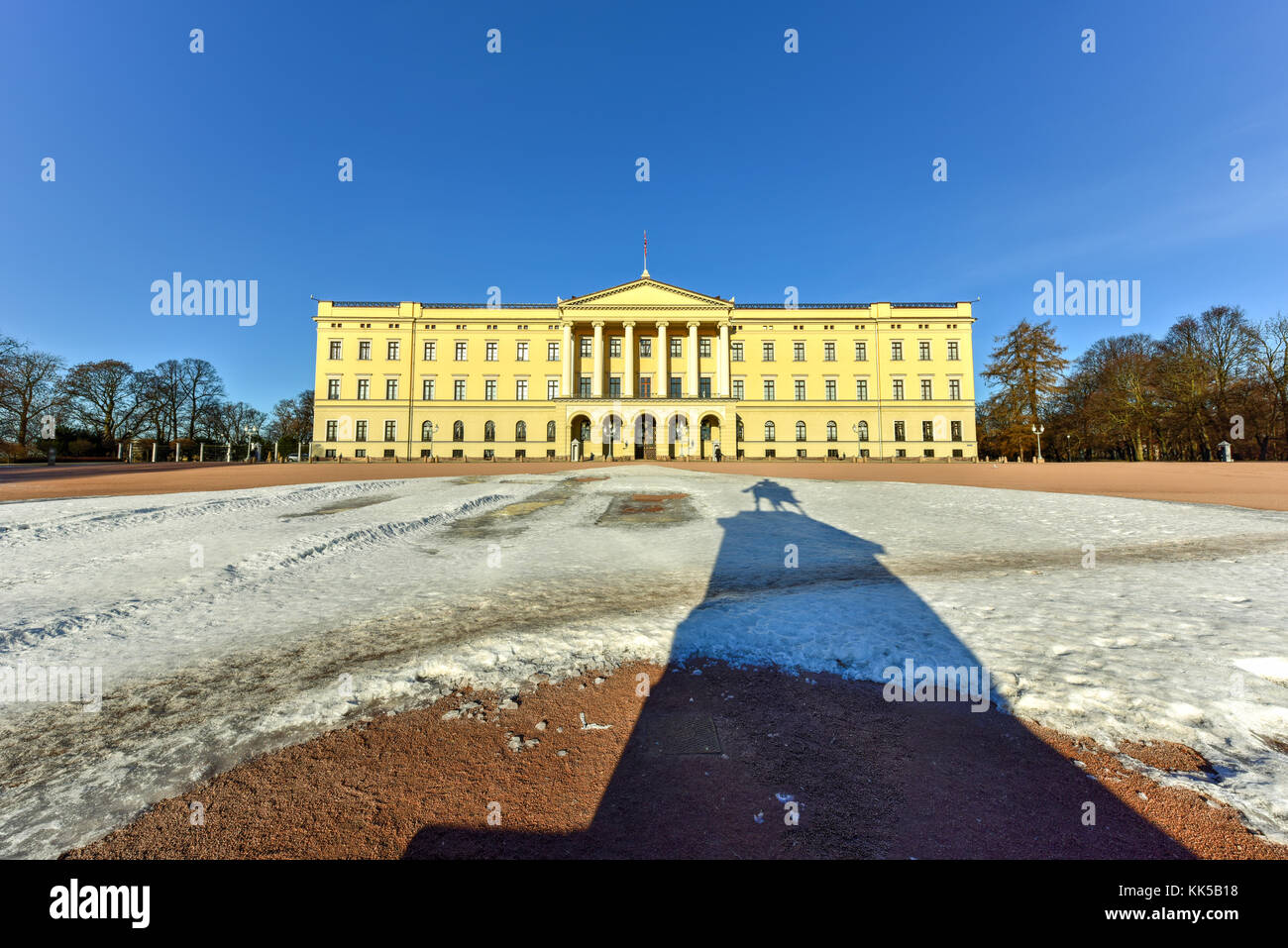 Royal Palace of Oslo. The palace is the official residence of the present Norwegian monarch. Stock Photo