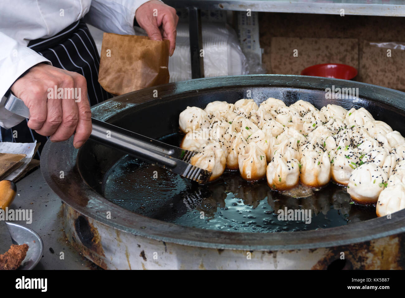 Shanghai pan fried pork dumpling Stock Photo