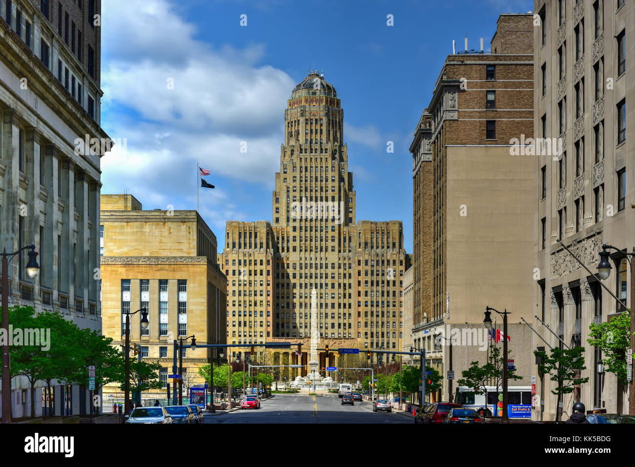 Buffalo City Hall, the seat for municipal government in the City of Buffalo, New York. Located at 65 Niagara Square, the 32 story Art Deco building wa Stock Photo