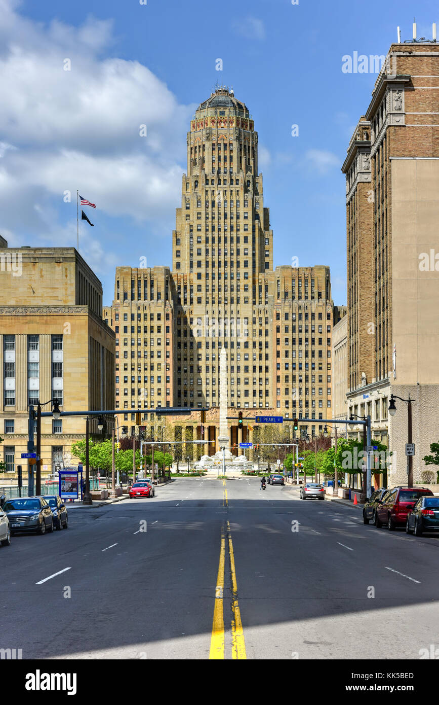 Buffalo City Hall, the seat for municipal government in the City of Buffalo, New York. Located at 65 Niagara Square, the 32 story Art Deco building wa Stock Photo