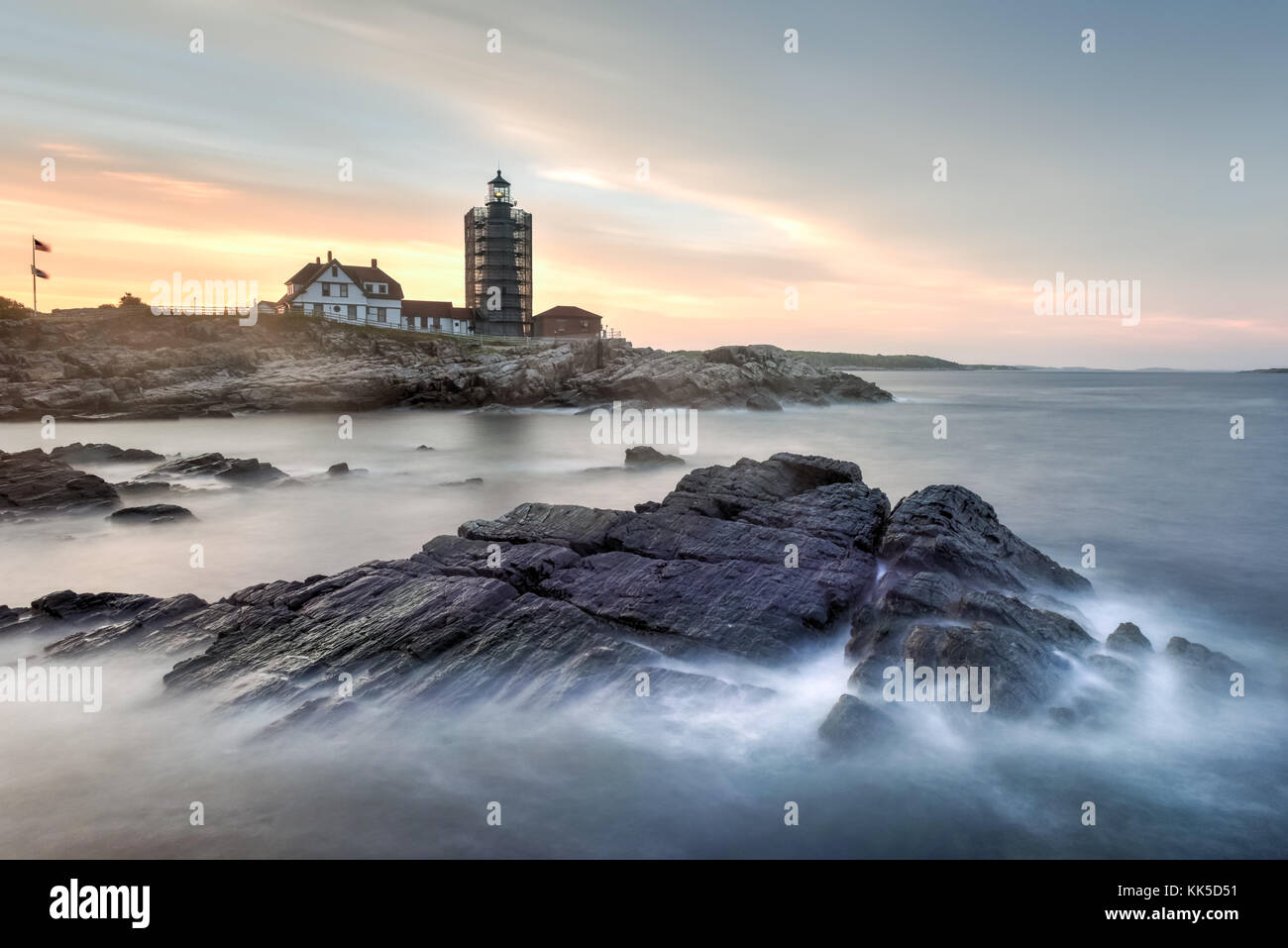 Portland Head Lighthouse in Cape Elizabeth, Maine. It is a historic ...