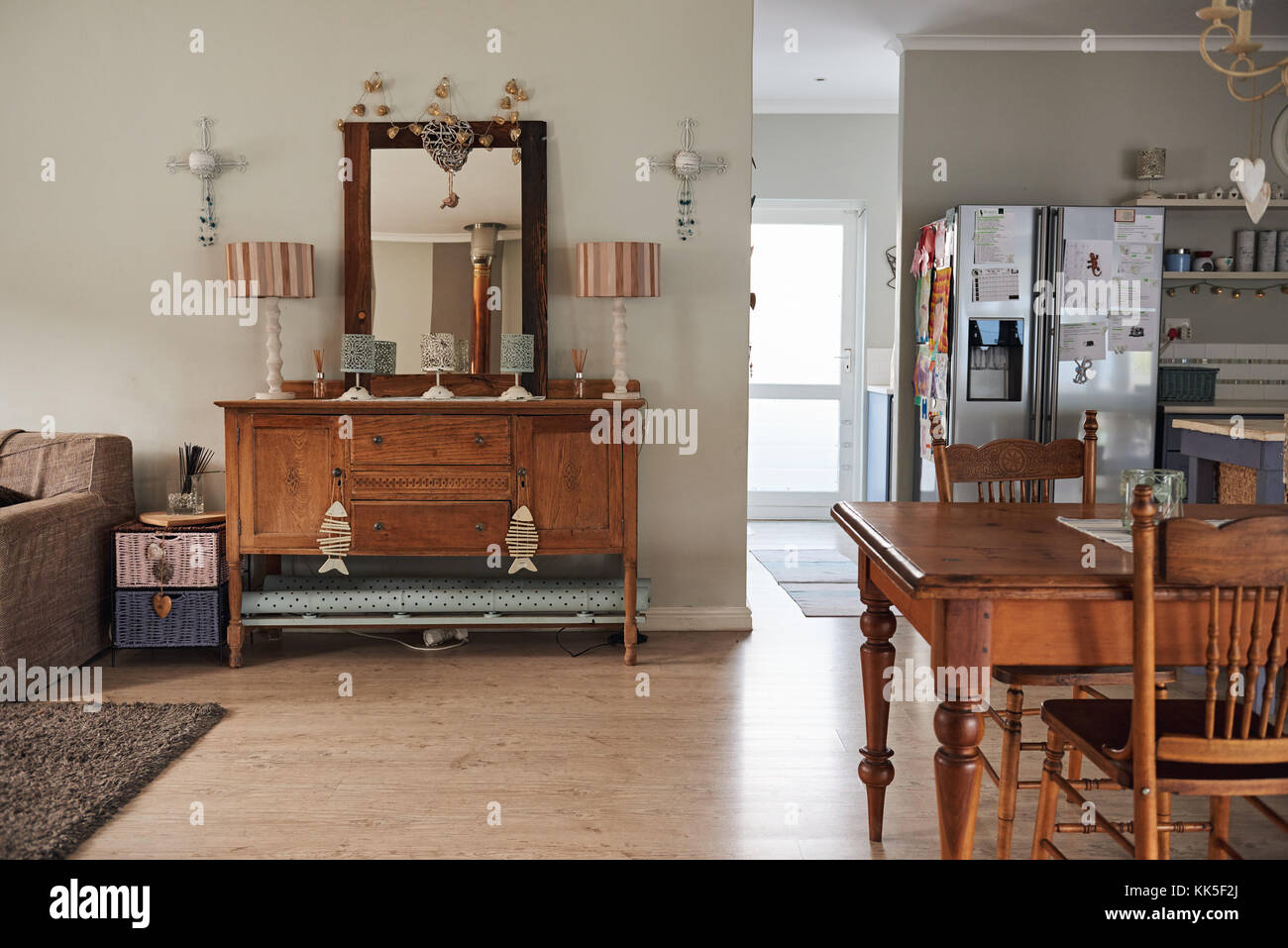 Interior of the dining and living areas of a home Stock Photo