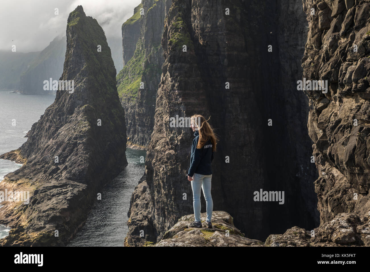 The west coastline of the island of Vagar. Faroe Islands Stock Photo