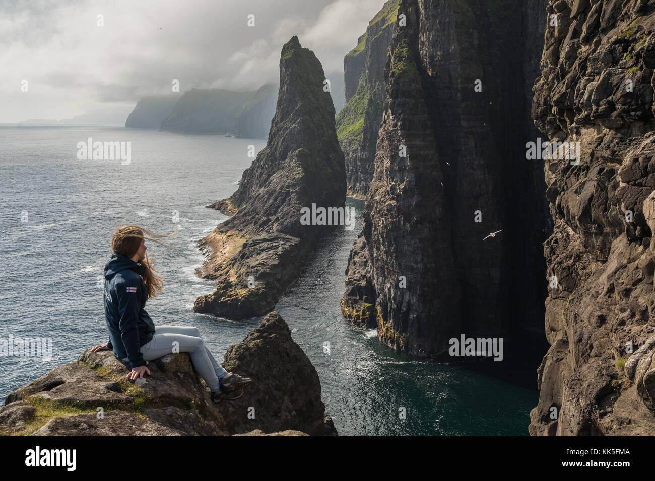 The west coastline of the island of Vagar. Faroe Islands Stock Photo