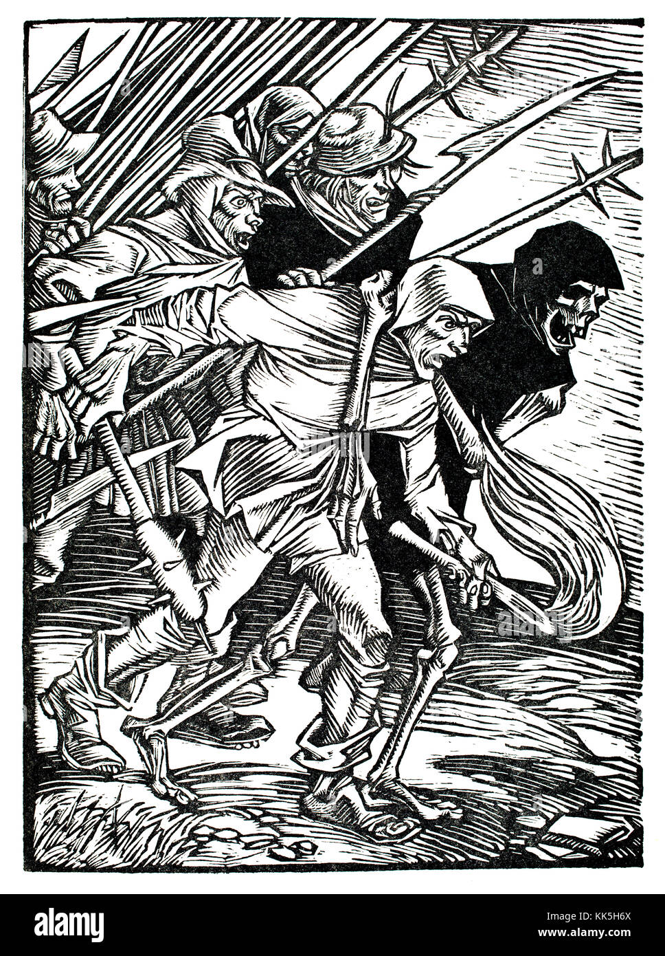 Anno 1525, 1920s woodcut illustration by German artist Rudolph Schiestl, depicting, Peasants' Revolt Stock Photo