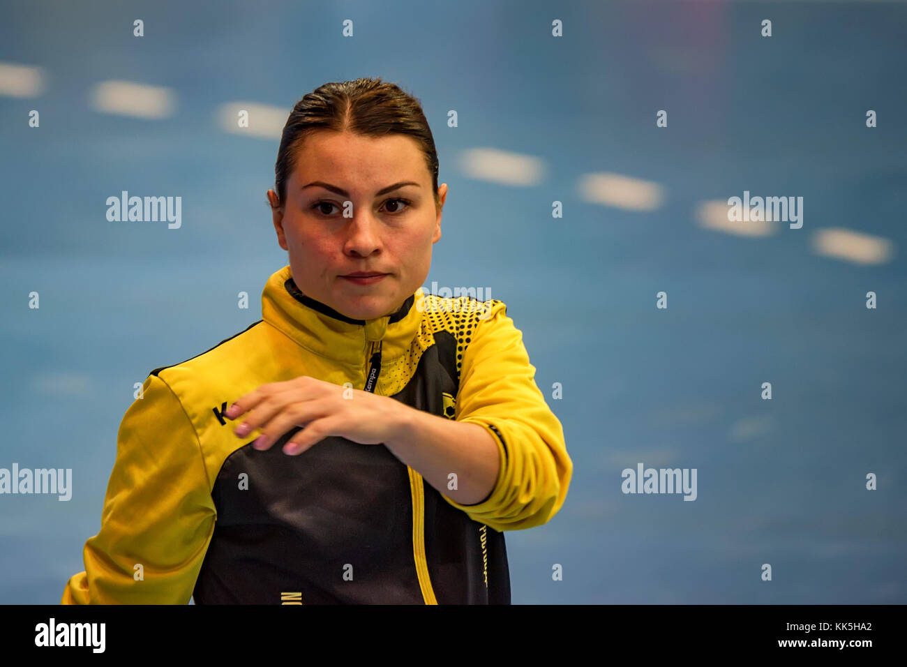 ROSTOV-ON-DON, RUSSIA - CIRCA OCTOBER 2017: Close up Russian handball player Marina Sudakova Stock Photo