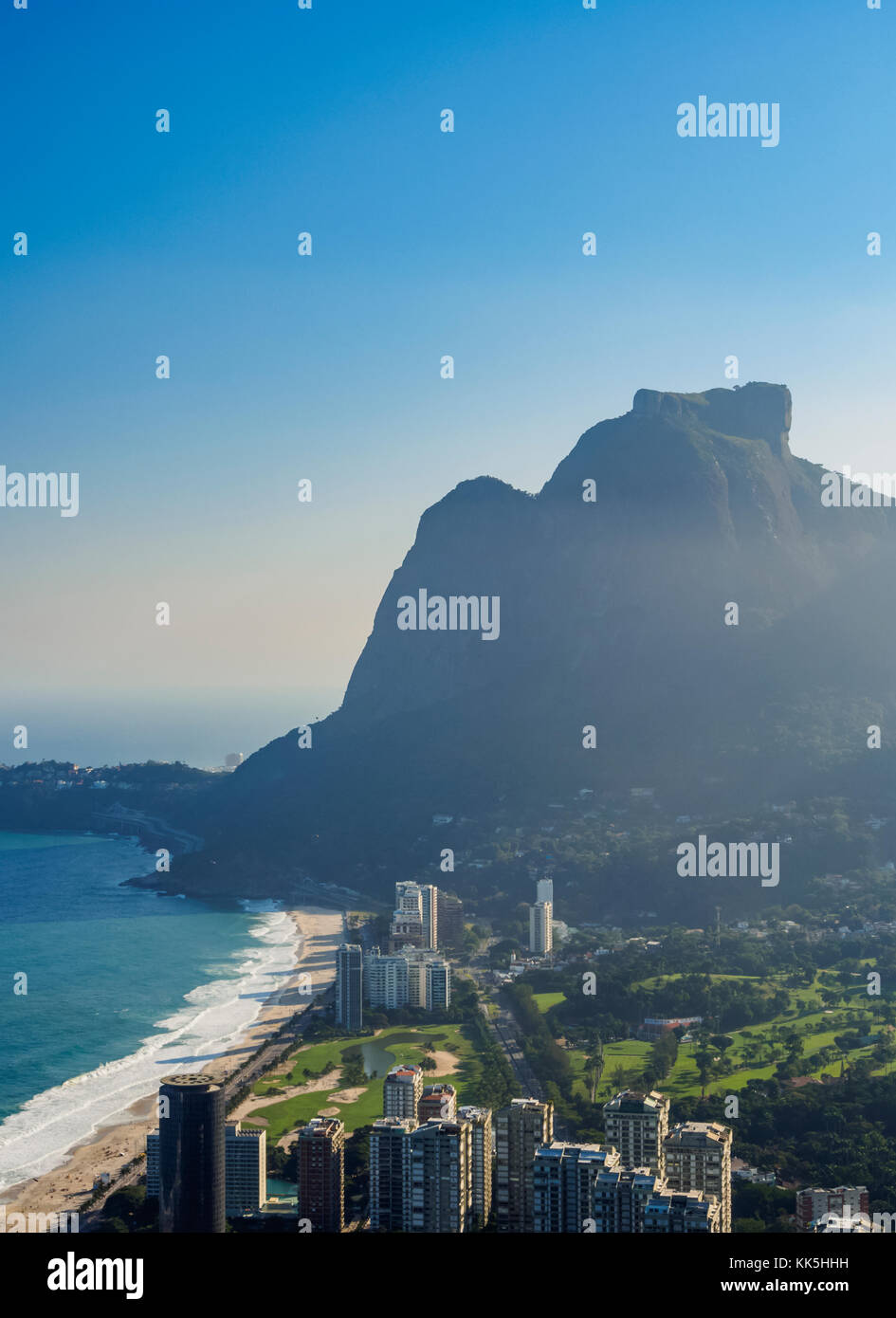 Sao Conrado and Gavea Rock, elevated view, Rio de Janeiro, Brazil Stock Photo