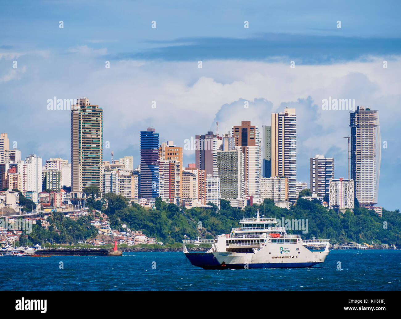 City seen from the Bay of All Saints, Salvador, State of Bahia, Brazil Stock Photo