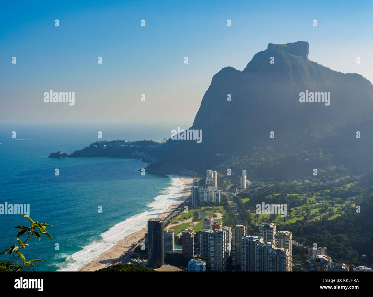 Sao Conrado and Gavea Rock, elevated view, Rio de Janeiro, Brazil Stock Photo