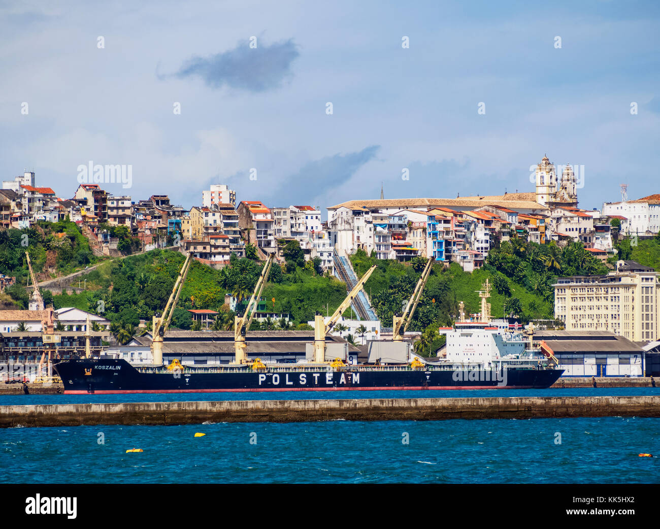 City seen from the Bay of All Saints, Salvador, State of Bahia, Brazil Stock Photo