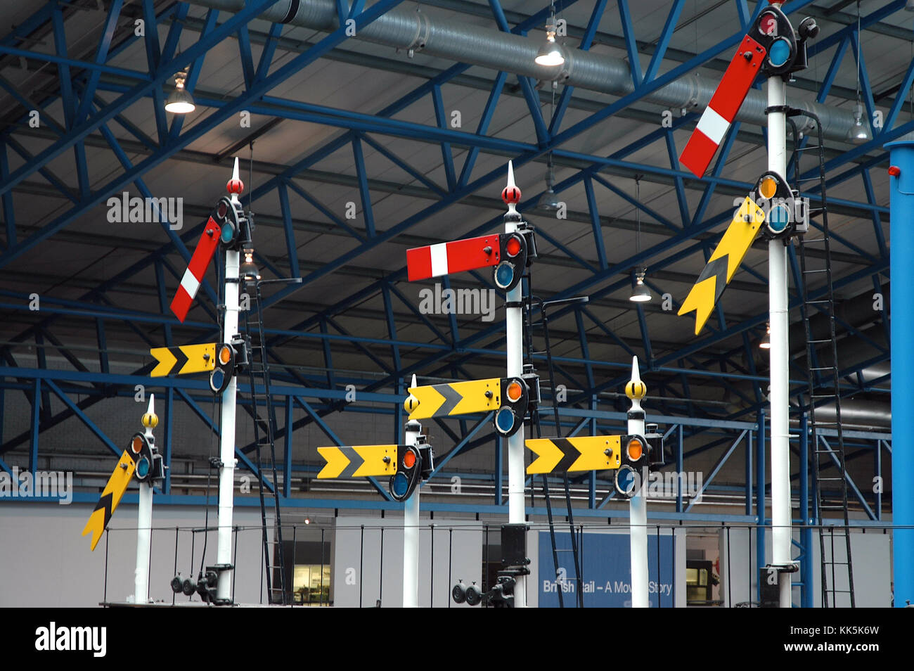 Semaphore Signals on display at The National Railway Museum, York, England Stock Photo