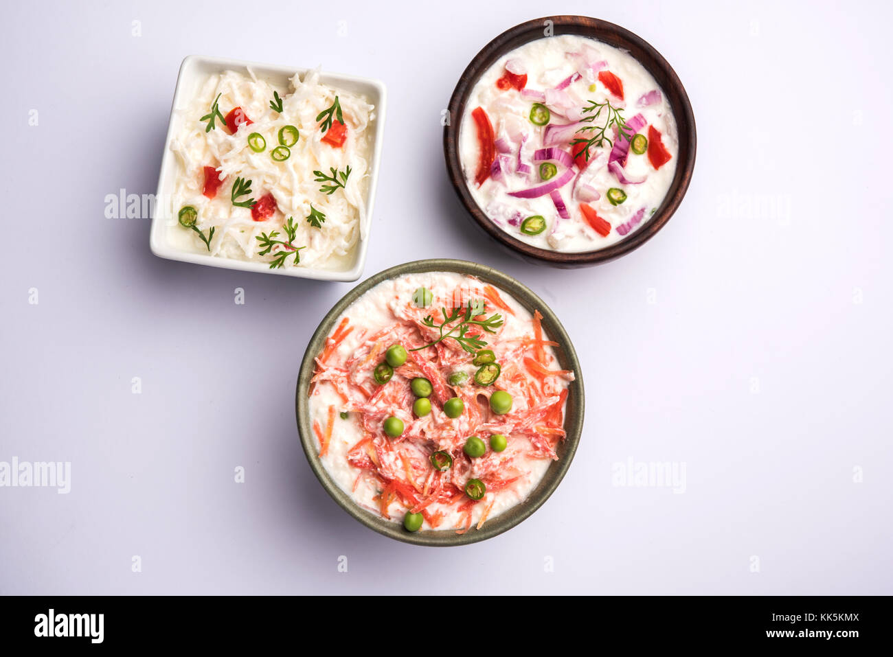 Onion, Carrot, radish raita also known as Koshimbir. It a condiment ...