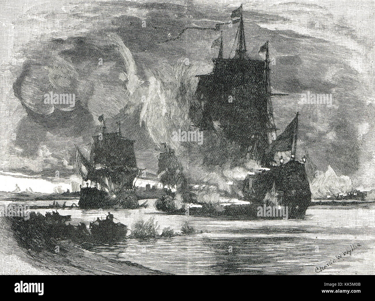The Merchant Ships Mountjoy And The Phoenix Breaking The Boom At 