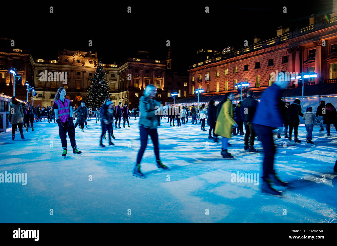 London England. Ice skating at Somerset House on the Christmas Ice Rink