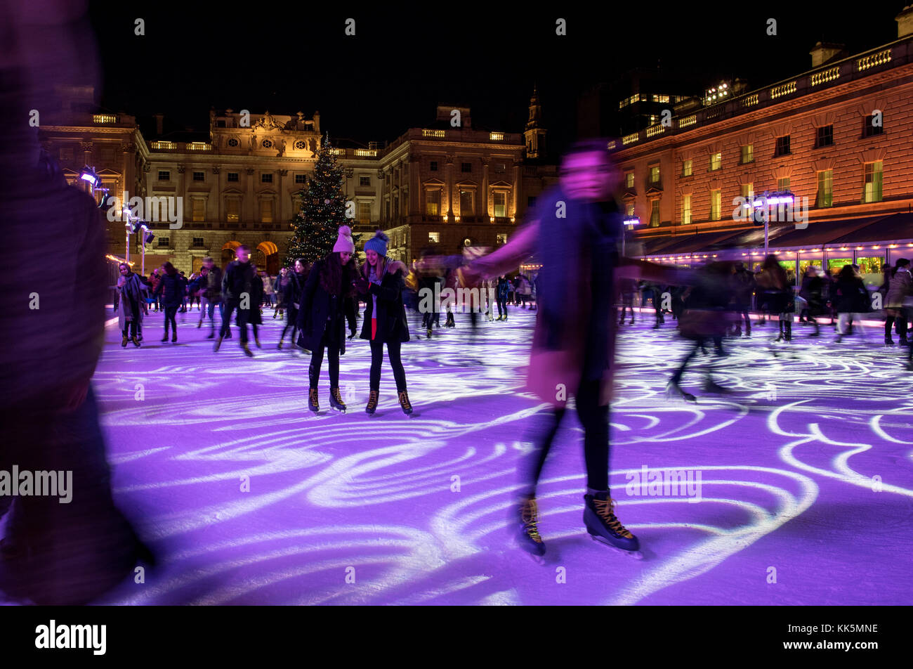 London England. Ice skating at Somerset House on the Christmas Ice Rink