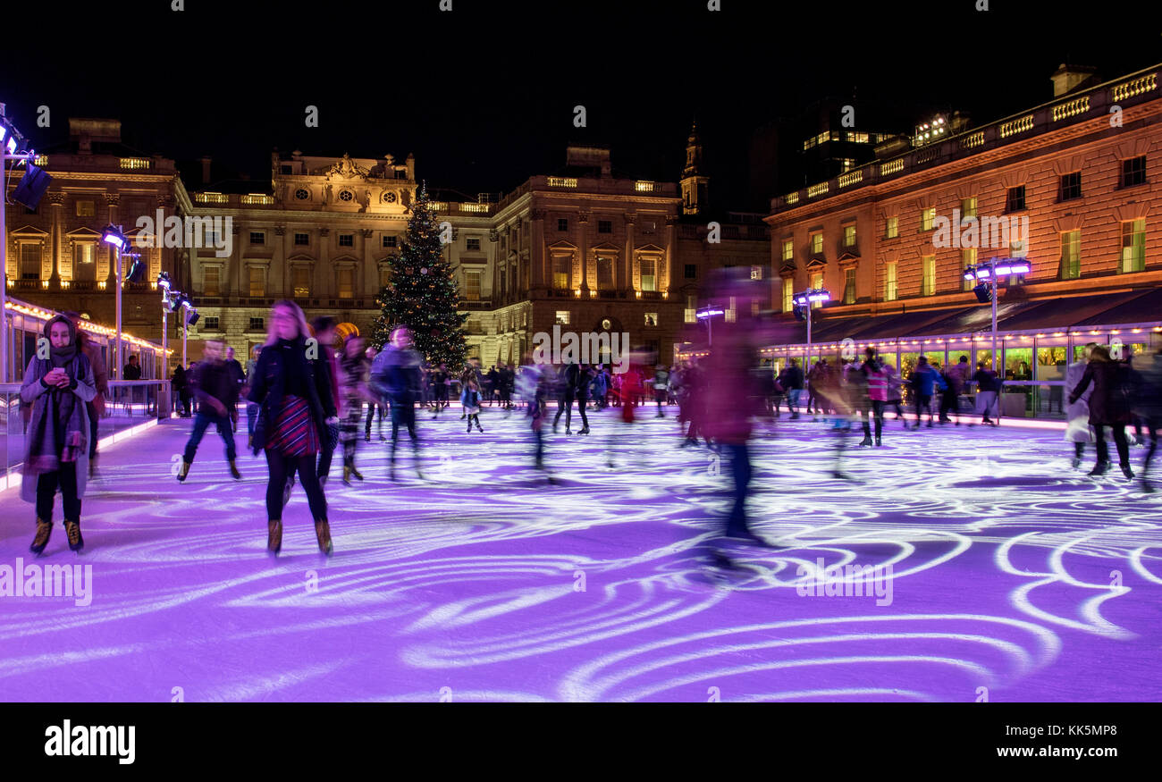 London England. Ice skating at Somerset House on the Christmas Ice Rink