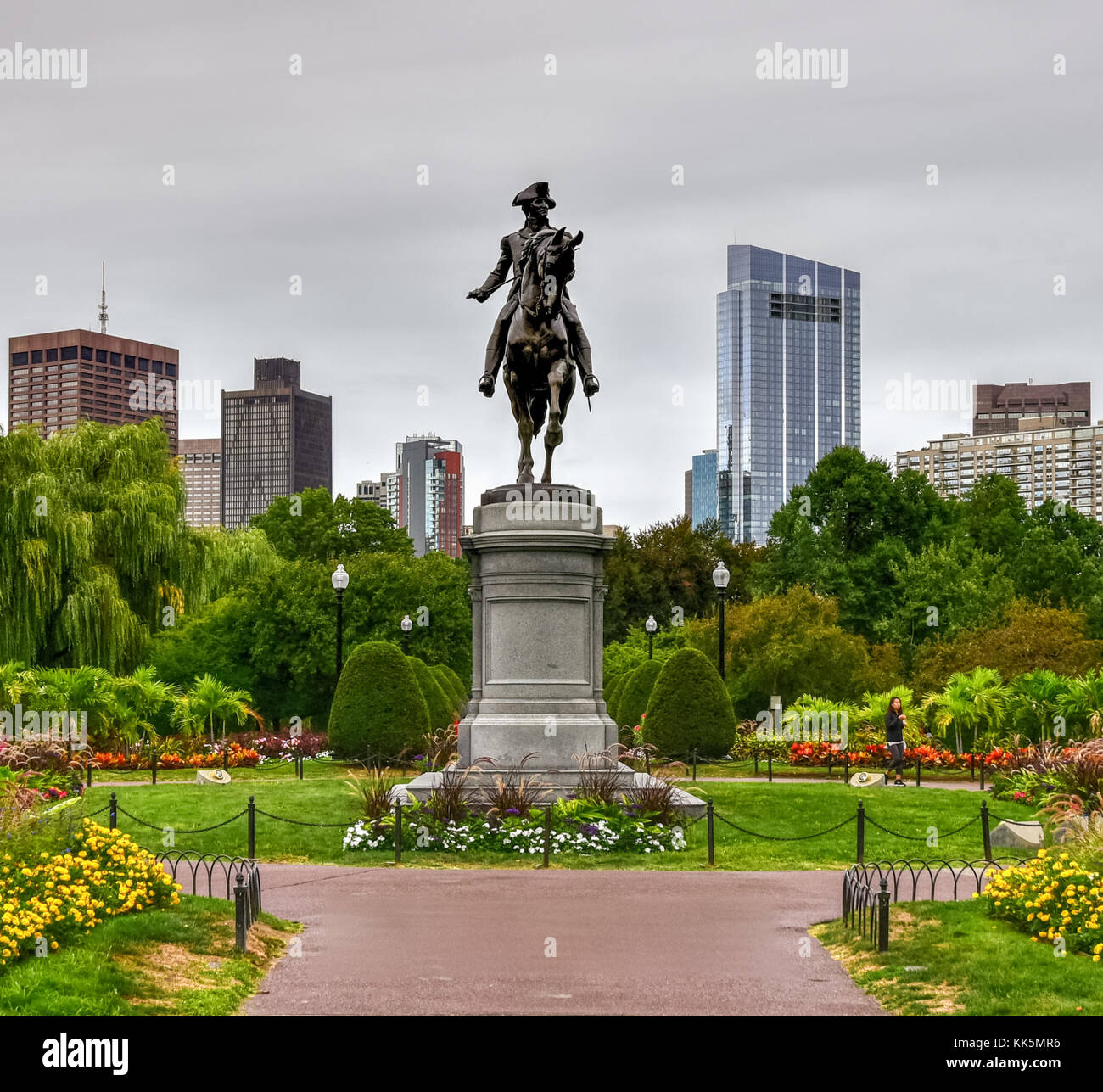 George Washington Equestrian Statue in the Public Garden in Boston, Massachusetts. Stock Photo