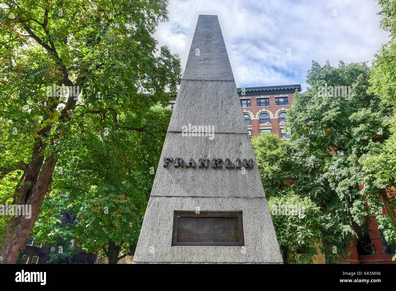 Monument to Benjamin Franklin in the Granary Burying ground in Boston