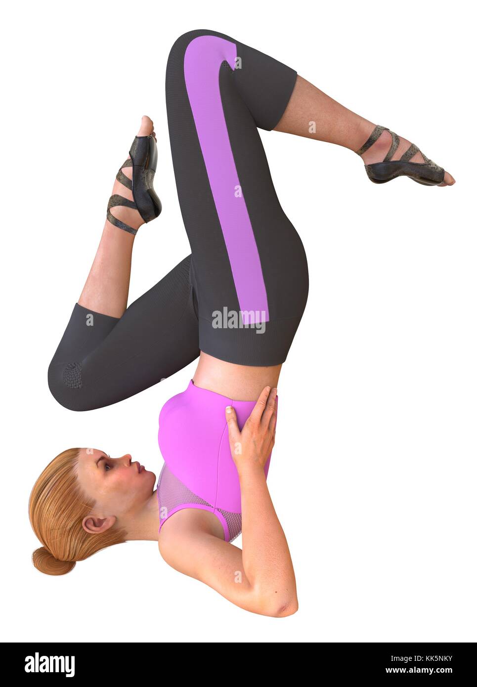 Beautiful girl doing yoga isolated on white 3d illustration Stock Photo ...