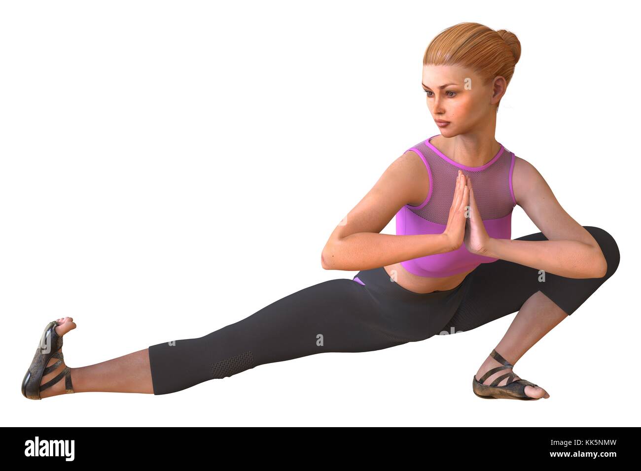 Beautiful girl doing yoga isolated on white 3d illustration Stock Photo ...