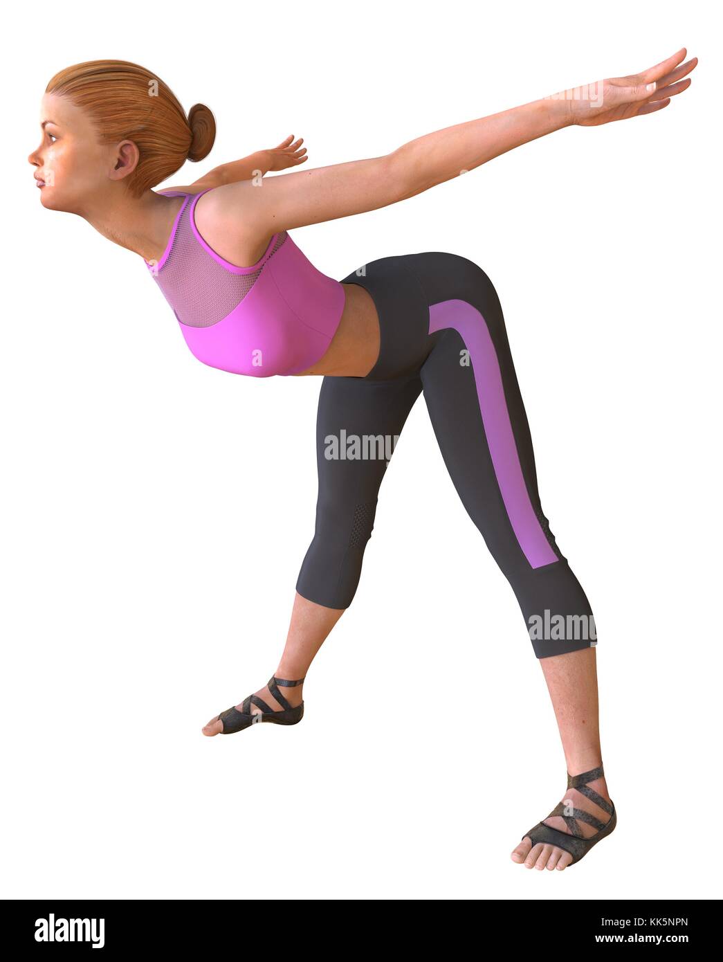 Beautiful girl doing yoga isolated on white 3d illustration Stock Photo ...